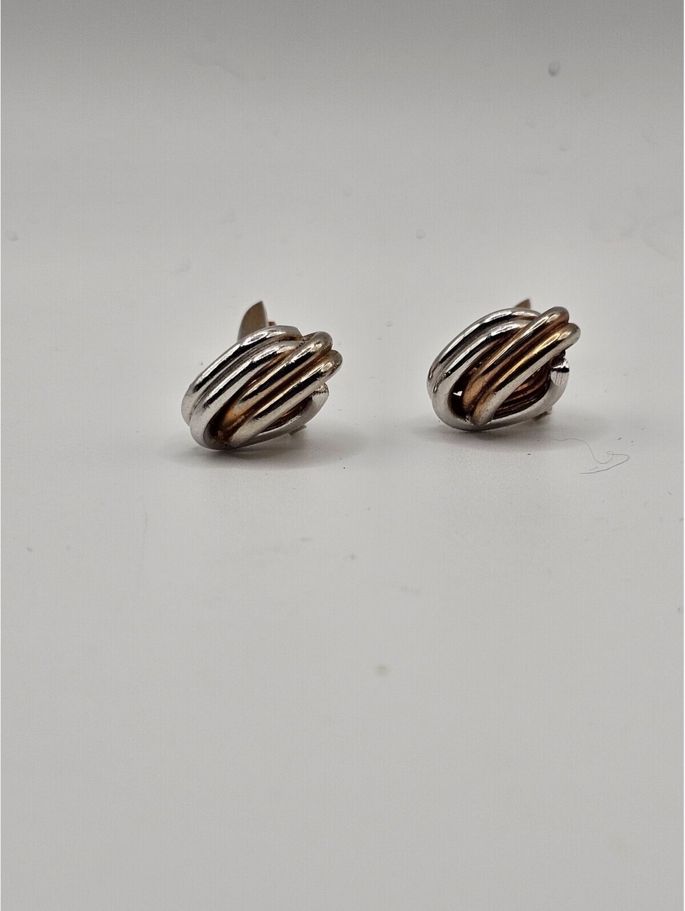 Two Tone Knot Cufflinks Silver Gold Tone Wrap Design Unbranded